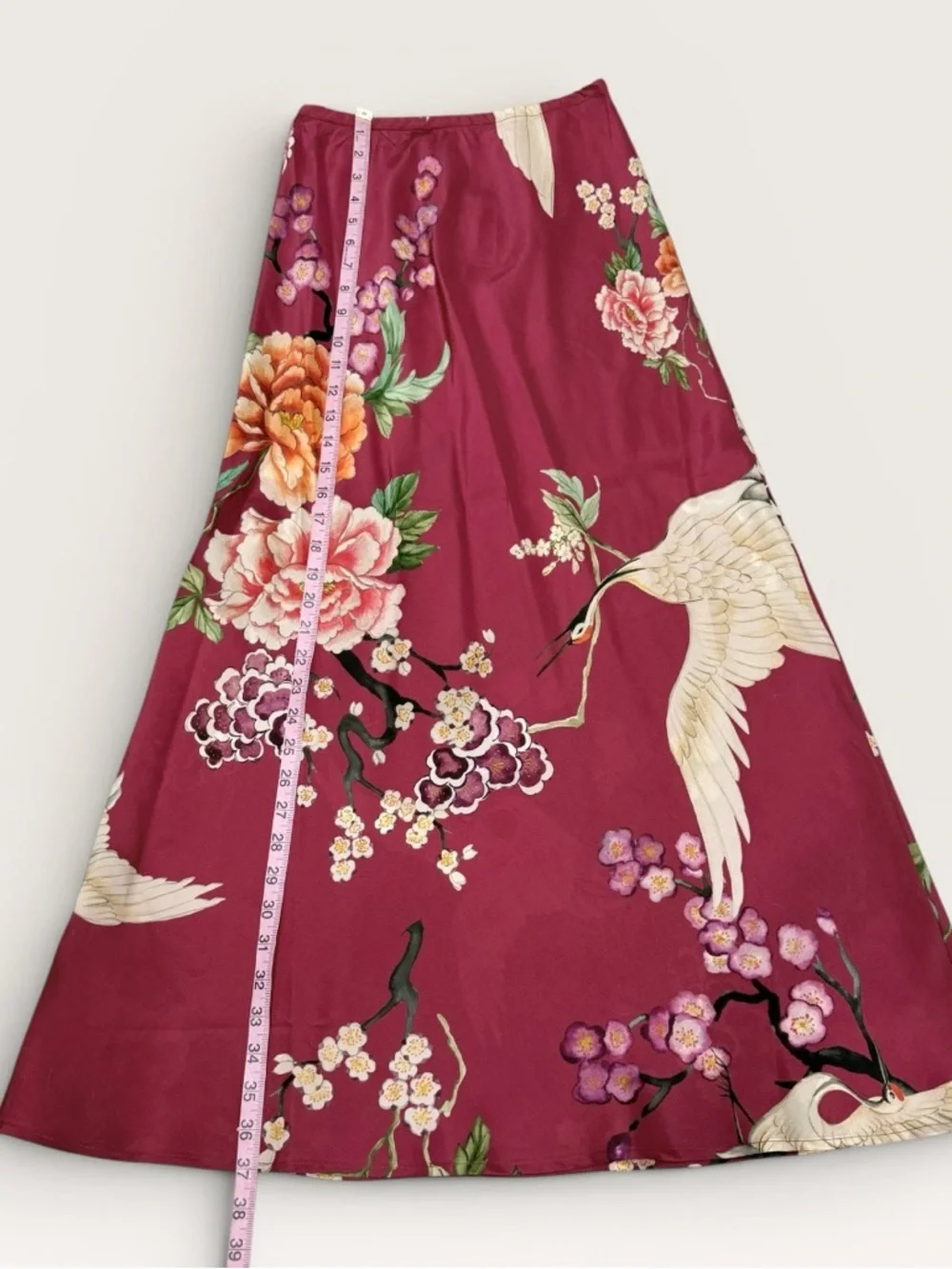 Bryn Walker NWT XXS Burgundy Silk Crane Floral Print Skirt & Top Set $360